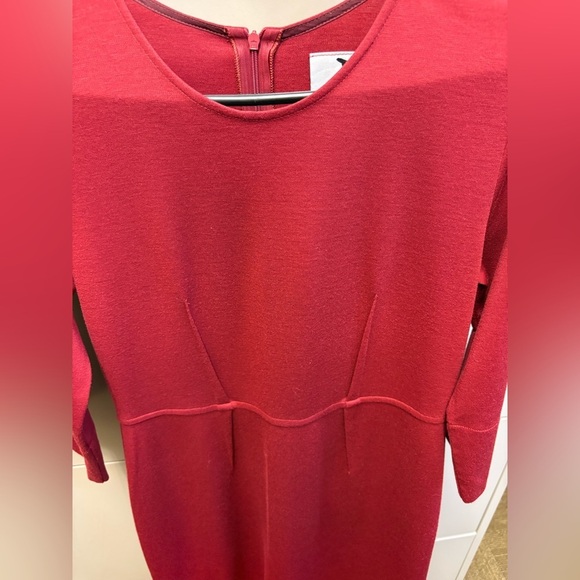 TAIS Afer classic Red Pencil Dress 3/4 Sleeves round Neck women's size medium - Picture 4 of 10